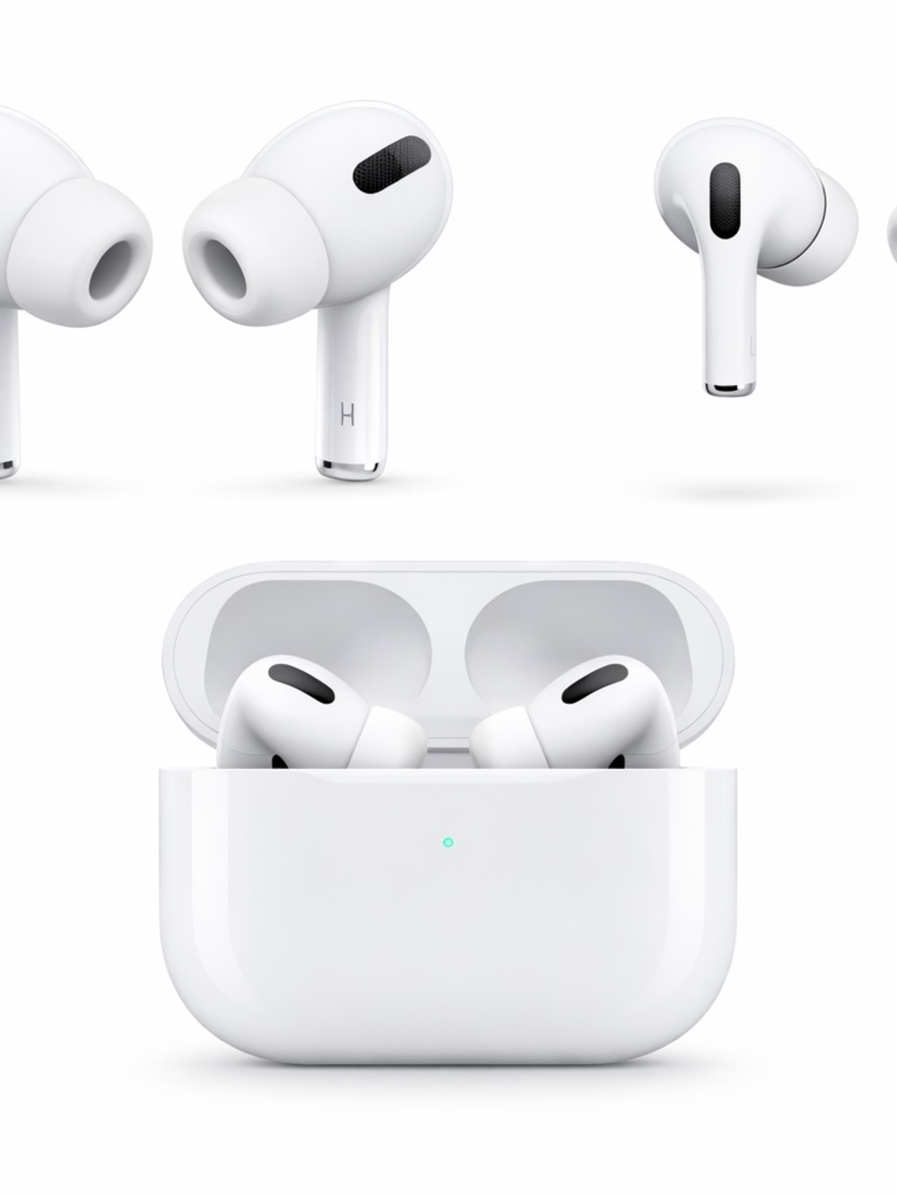 White Wireless In-Ear Noise-Cancelling Earbuds with Charging Case